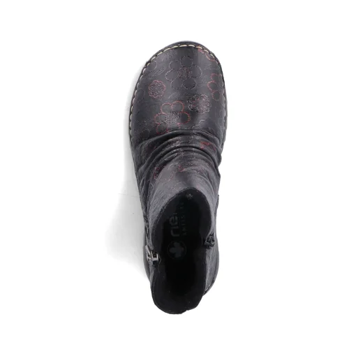 Rieker Damen Stiefeletten schwarz-weinrot