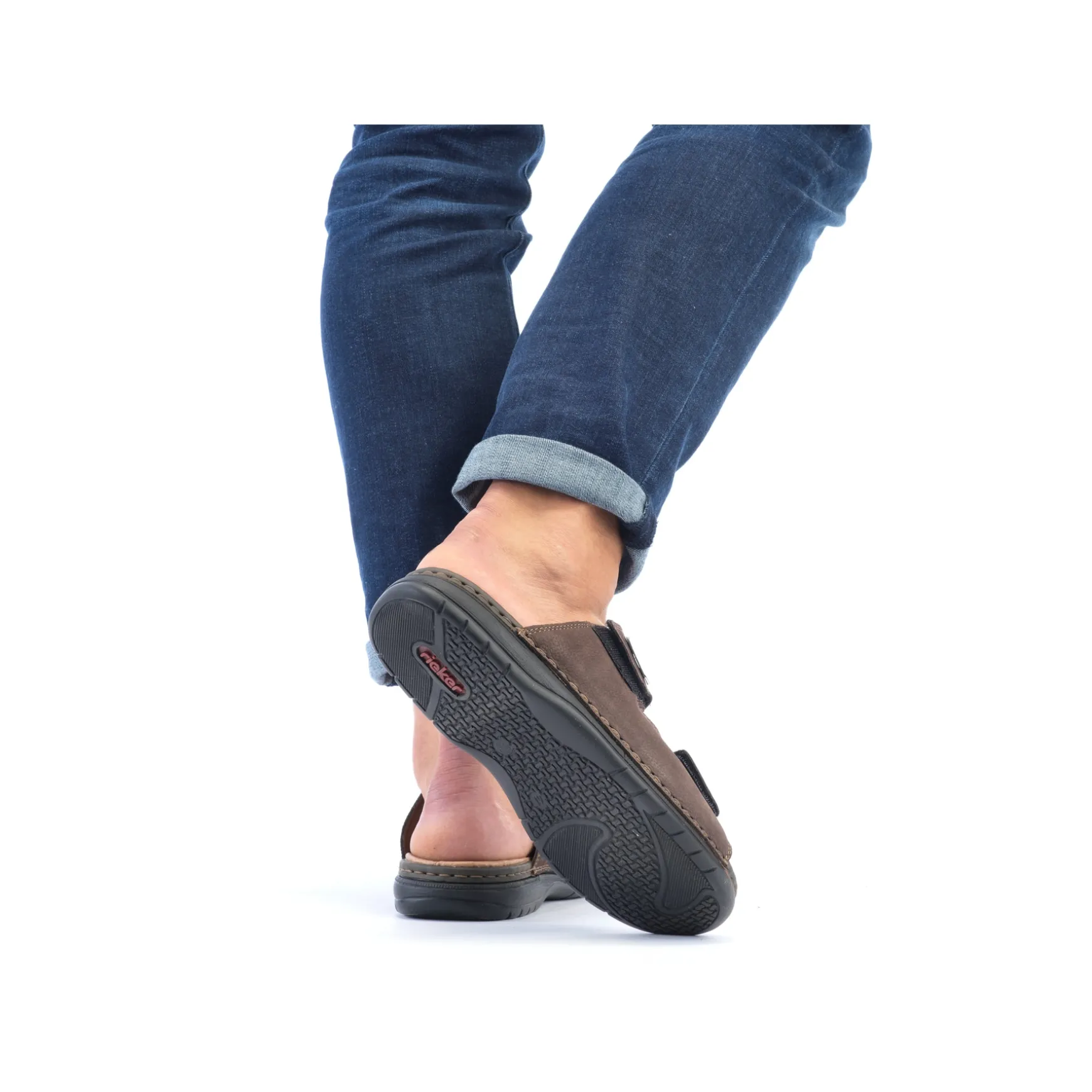 Rieker Herren Pantoletten schwarzbraun