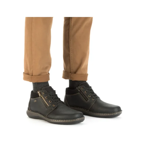 Rieker Herren Schnürschuhe asphaltschwarz