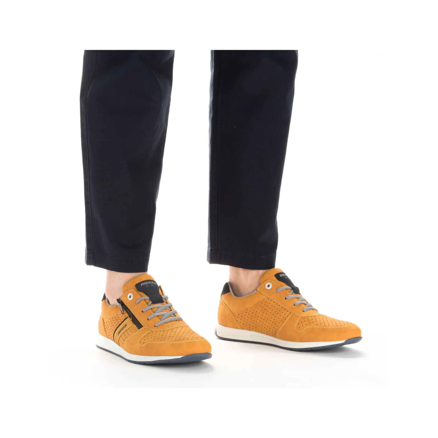 Rieker Herren Schnürschuhe sonnenblumengelb-marineblau