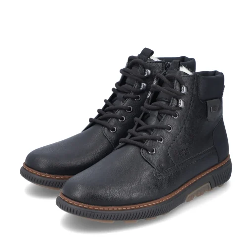 Rieker Herren Schnürstiefel mitternachtsschwarz