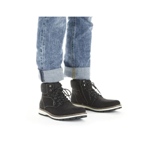 Rieker Herren Schnürstiefel tiefschwarz