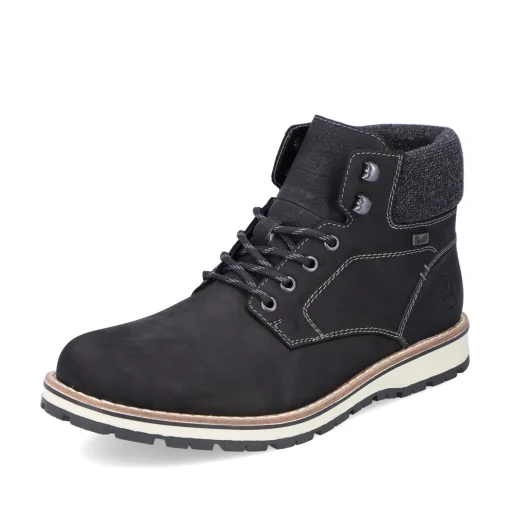 Rieker Herren Schnürstiefel tiefschwarz
