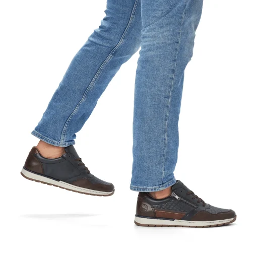 Rieker Herren Sneaker Low stahlblau-mokka